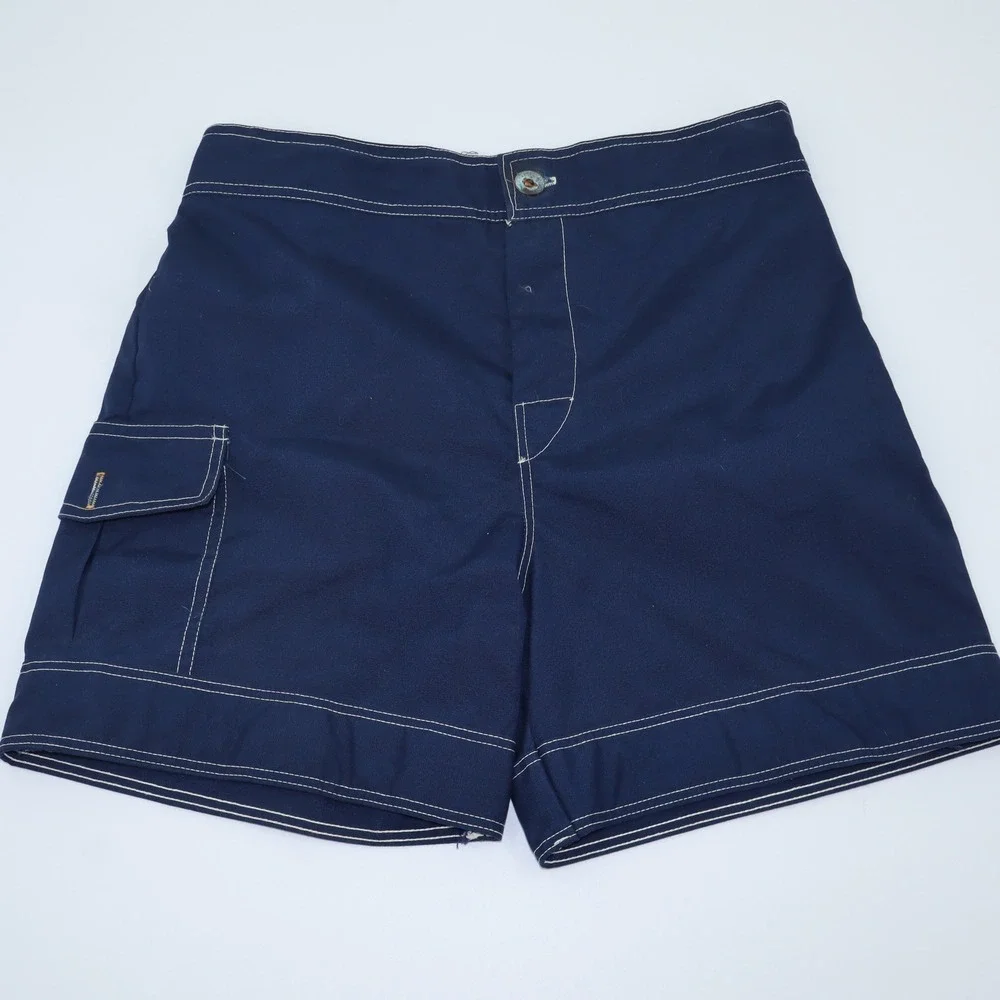 Vintage Catalina Men Navy Blue Board Shorts White Contrast Stitch Size‎ 34 USA